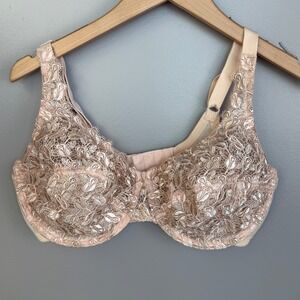 Playtex Secrets‎ Style 4302 Full Coverage Lace Bra 38DD Pink Beige